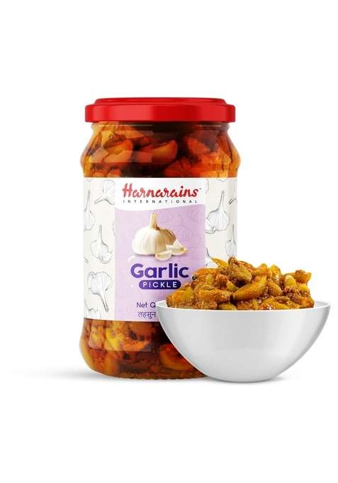 Harnarains International Home Made Organic Garlic Pickle Lehsun Ka Achaar Lahasun Lassan Achar 100 Pure All Natural Mustard Oil 400 Grams