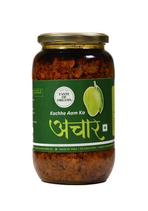 Taste Of Dreams Kachhe Aam Ka Achar – 500G | Tangy Salty Raw Mango Pickle Homemade Village Style Traditional Recipe Organically Processed