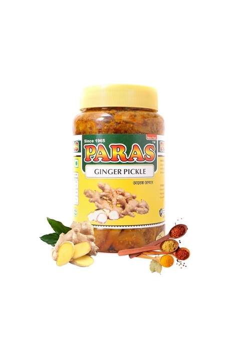 Paras Banarasi Ginger Pickle 500G | Adrak Ka Achar With Mustard Oil Spices Biting Spicy Taste Traditional Indian Recipe Good For Digestion Nausea Cold Homemade Style