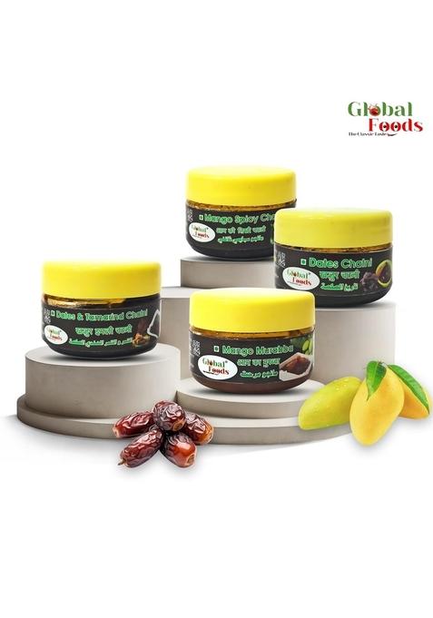 Global Foods | Sweet Tangy Pickle Trail Chutney Of 8 Flavors Lemon Tamarind Mangos Dates Gor Date Mango Murabba Pineapple 50 Gm Each Trial Pack Homemade Achar Combo Withaout Presirvetive Without Food Colour
