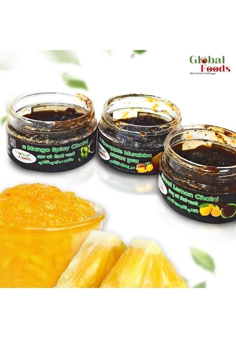Global Foods | Sweet Tangy Pickle Trail Chutney Of 8 Flavors Lemon Tamarind Mangos Dates Gor Date Mango Murabba Pineapple 50 Gm Each Trial Pack Homemade Achar Combo Withaout Presirvetive Without Food Colour