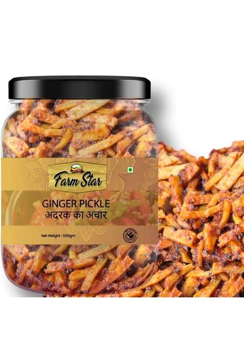 Farm Star Tasty Spicy Ginger Pickle Adrak Ka Achar 500Gram
