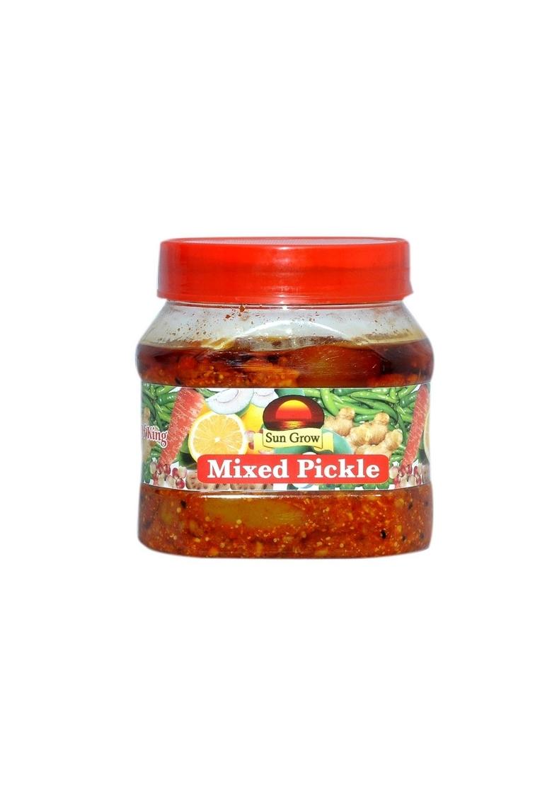 Sun Grow Food Yummy Mixed Pickle Achaar Vegetable Mango Lime Green Chilli Carrot Ginger 500 G