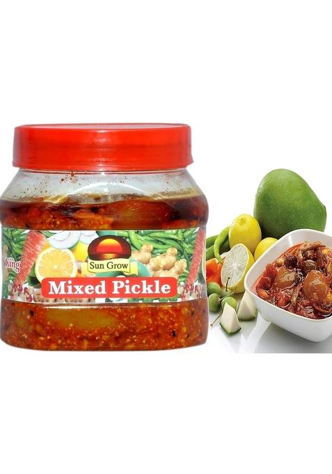 Sun Grow Food Yummy Mixed Pickle Achaar Vegetable Mango Lime Green Chilli Carrot Ginger 500 G
