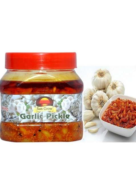 Sun Grow Food Premium Homemade Mother'S Kitchen Punjabi Garlic Pickle घर का स्वाद लहसुन अचार 500Gm For Those Who Care`S Health First