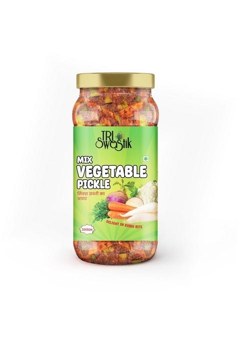 Tri Swastik Premium Mix Veg Pickle – 300 G | Authentic Homemade Taste Spicy Tangy Indian Achar No Preservatives