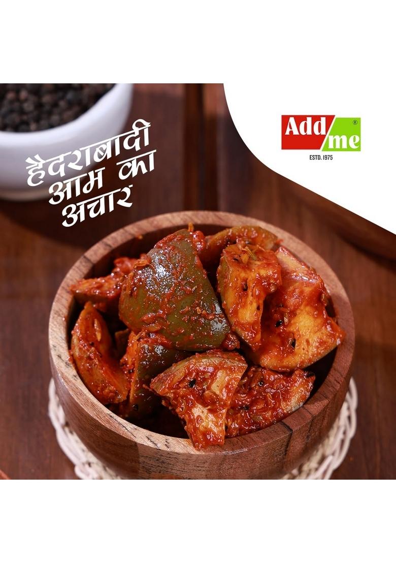 Add Me Hot Mango Pickle Garlic Masala 1Kg Aam Ka Achar In Lehsun Adrak And Lahsun Mixed Combo Glass Pack