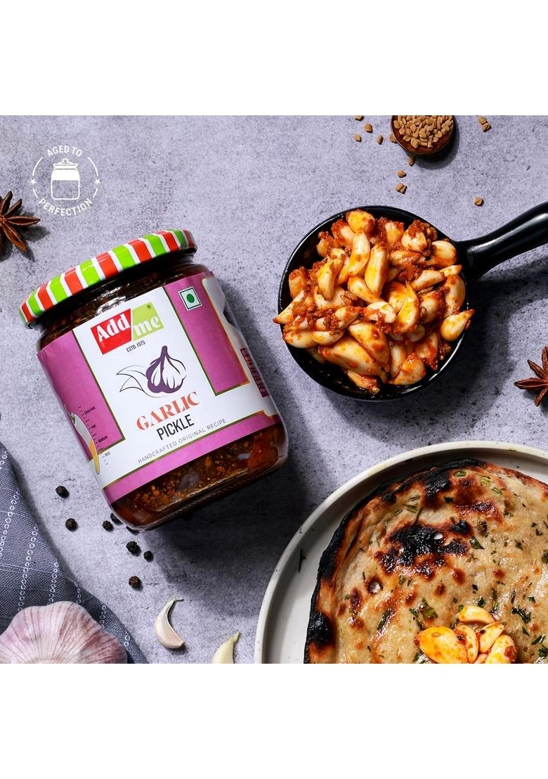 Add Me Hot Mango Pickle Garlic Masala 1Kg Aam Ka Achar In Lehsun Adrak And Lahsun Mixed Combo Glass Pack