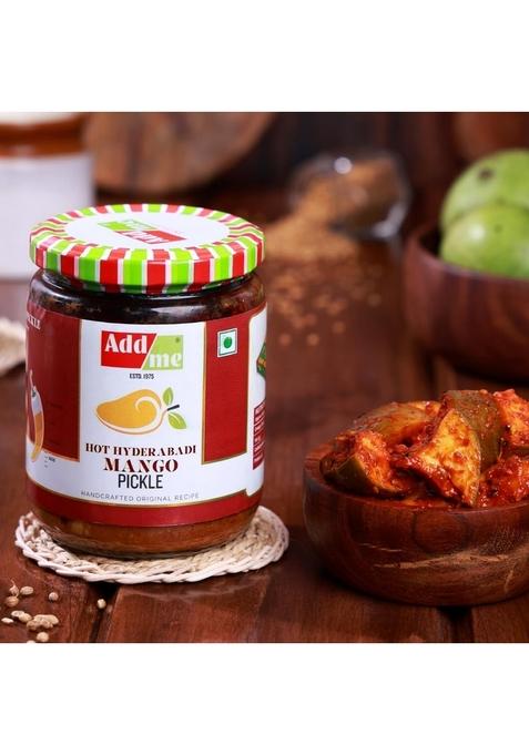 Add Me Hot Mango Pickle Garlic Masala 1Kg Aam Ka Achar In Lehsun Adrak And Lahsun Mixed Combo Glass Pack