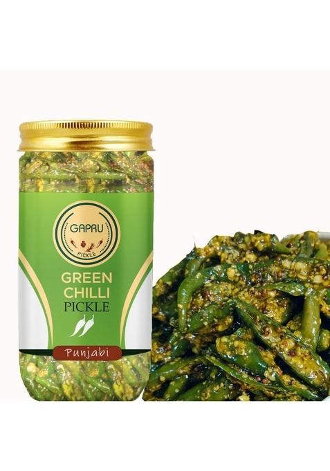 Gapru Pickle Punjabi Green Chilli Homemade Fresh Harimirch Ka Aachar 400G | Organic North Indian Healthy Traditional Home Made Achaar