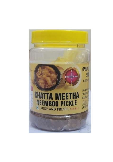 Pushpanjali Home Made Khatta Meetha Lemon Pickle Acid Free Sun Dried Pack Of One 400 Gram
