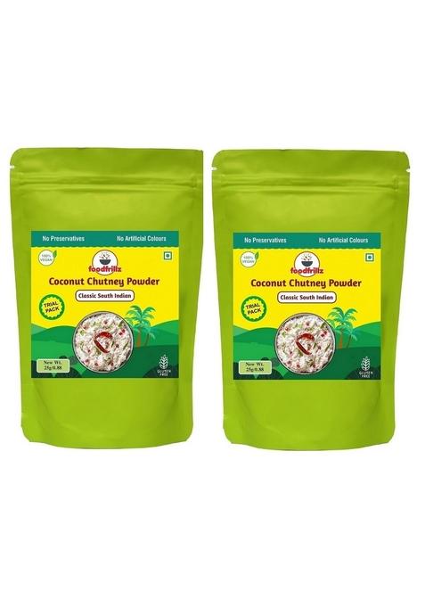Foodfrillz | Coconut Chutney Powder Classic South Indian Flavor Authentic And Flavorful Ideal For Dosas Idlis Snacks 25G X 2 Packs