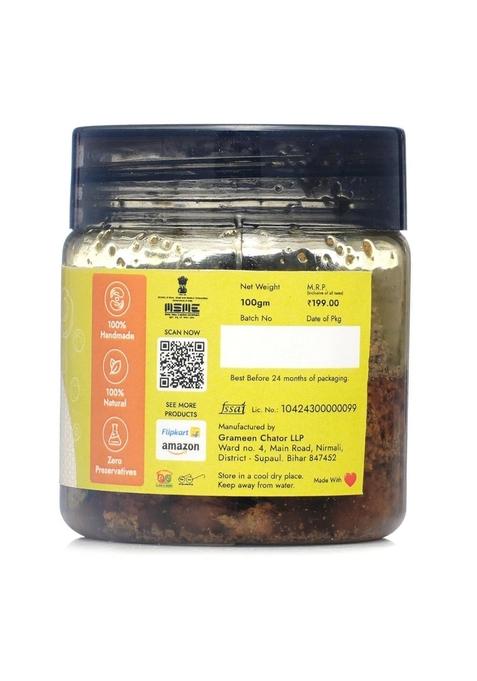 Grameen Chator Amla Pickle 100G Pack Of 1 |Homemade Indian Gooseberry Seedless Without Onion Garlic|Preservative Free|Tangy Amle Ka Achar|Natural Spices Mustard Oil