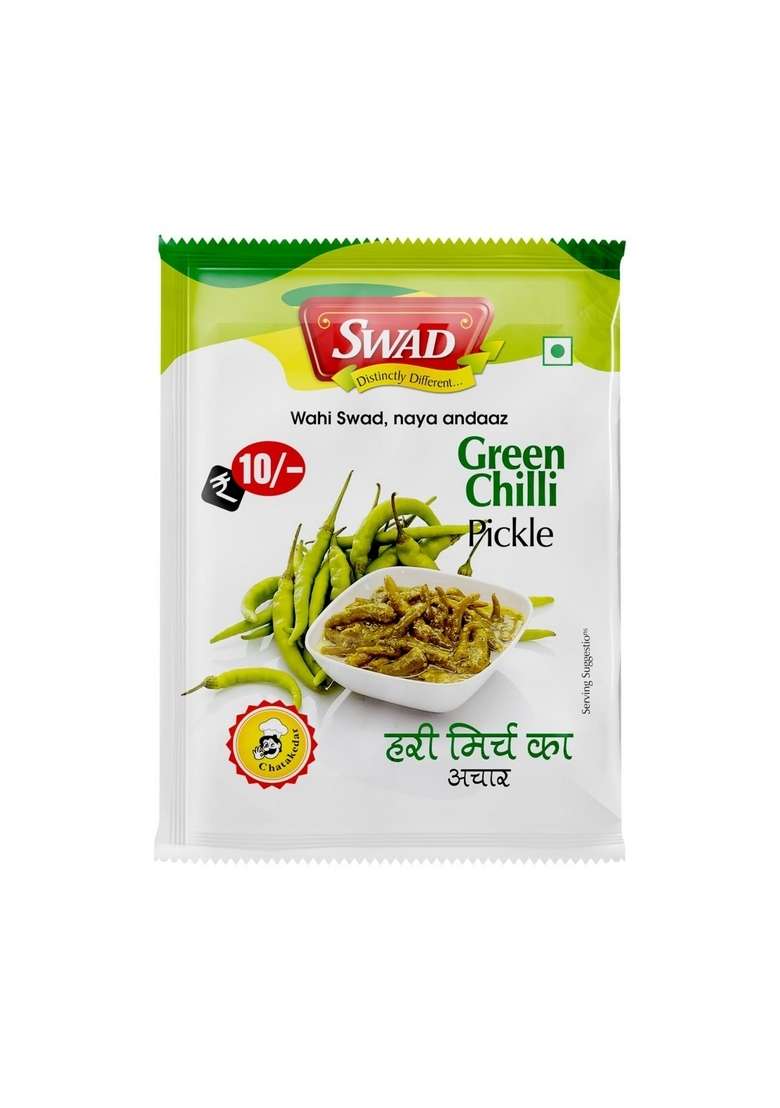 Swad Delicious Green Chilli Pickle Hari Mirchi Achar 50 Gm Pack Of - Indya