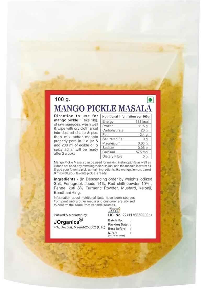 Jorganics Mango Pickle Masala Aam Ka Mix Vegetables