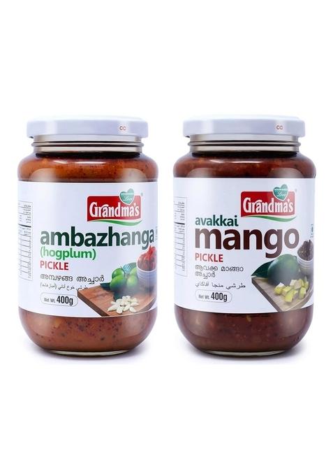 Grandmas Authentic Kerala Style Ambazhanga Pickle Avakkai Mango Combo | 400G Bottle Healthy And Tasty South Indian