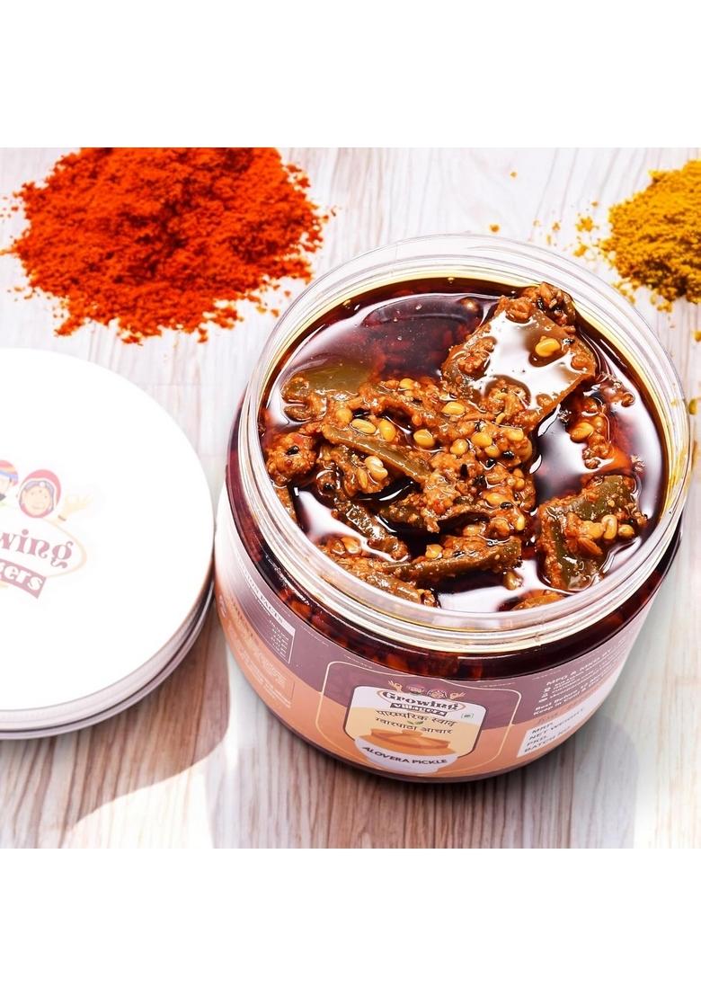 Growing Villagers Aloevera Pickle Rajasthani Traditional Gwarpatha Ka Achar 500 Gram Jar