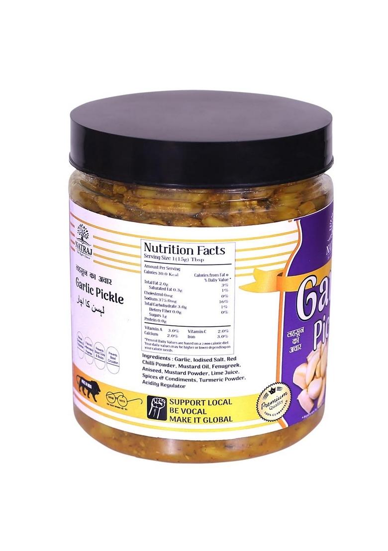 Natraj The Right Choice Garlic Pickle 500 Gm Lasun Lasoon Ka Achar Masaledar | Traditional Punjabi Indian Taste Homemade Lahsun Tangy And Spicy| With Mixed Spices Pieces