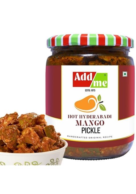 Add Me Mango Pickle 500G In Ginger And Garlic Masala Glass Pack Aam Ka Tikha Achar Lahsun Adrak Wala