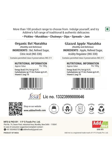 Add Me Special Bel Murabba Apple Murrabba 750G Each Without Sugar Syrup Immunity Booster Pack Of 2