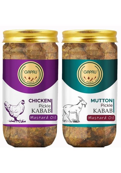 Gapru Pickle Chicken Kabab Mutton With Mustard Oil Combo 400 Gm Non Veg