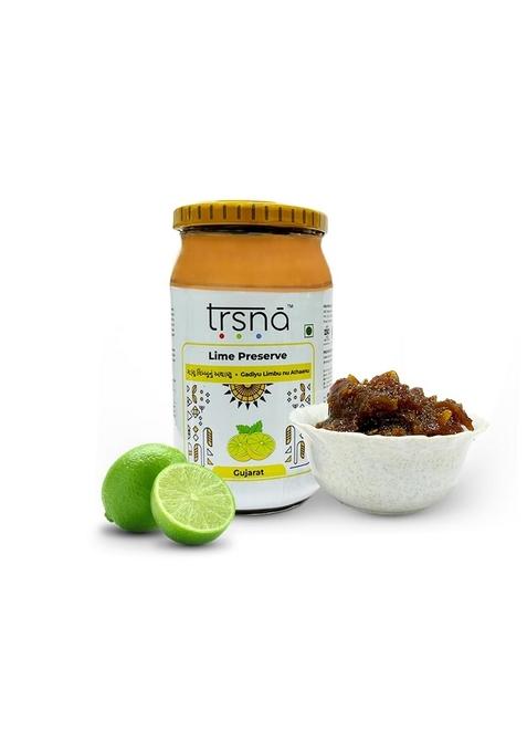 Trsna Lime Preserve 400 Grams | Gadiyu Limbu Nu Athaanu Nimbu Ka Achar Sweet Tangy Lemon Pickle Traditional Gujarati Style Premium Gourmet Achaar Made In Gujarat Glass Jar