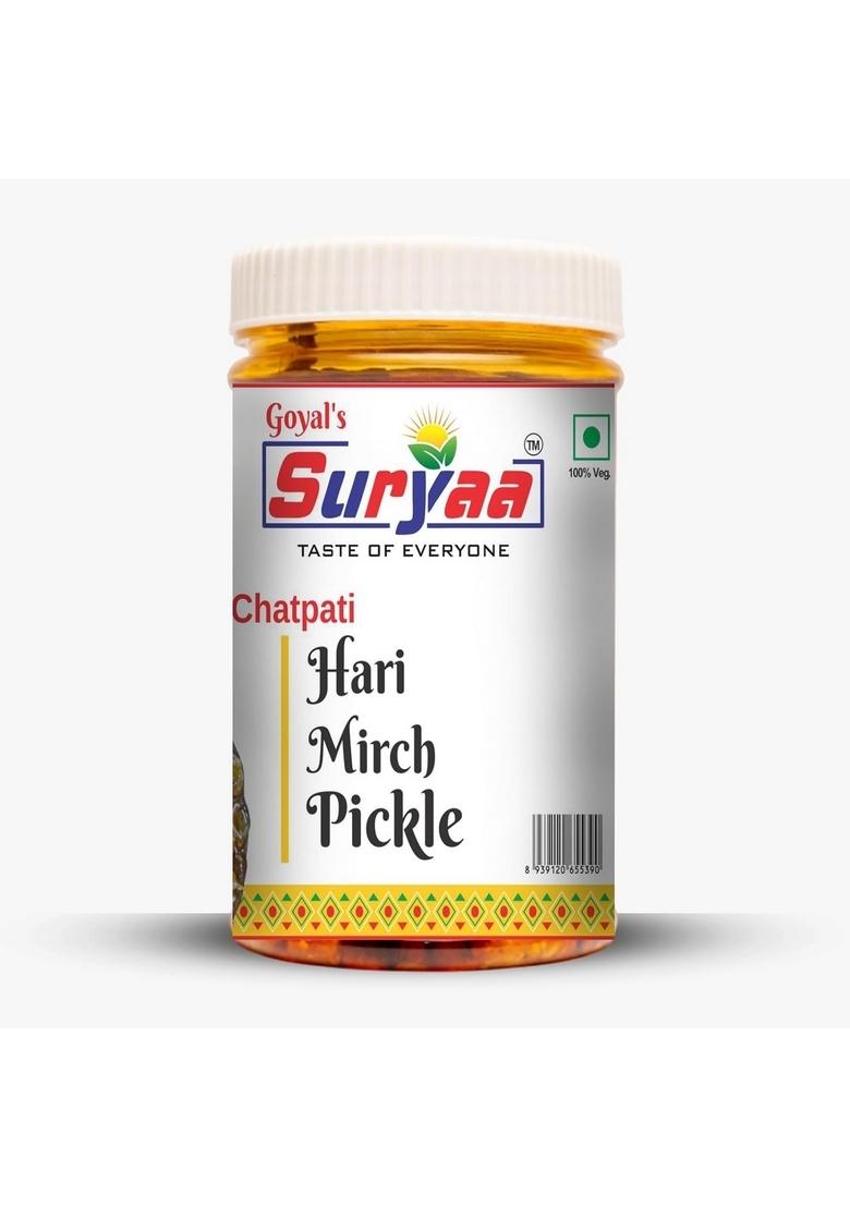 Goyal'S Suryaa Goyal Hari Mirchi Pickle | Spicy Green Chili Achar In Mustard Oil Traditional Indian Homemade Style No Preservatives 500G