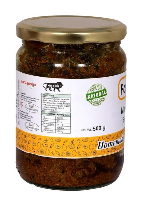 Favor8 Home Made Indian Traditional Spicy Mixed Pickle|Mix Achar| By Pure Mustard Oil With Banarasi Recipe| Tangy And Pickle In Glass Jar Pack Of 2 X 500G