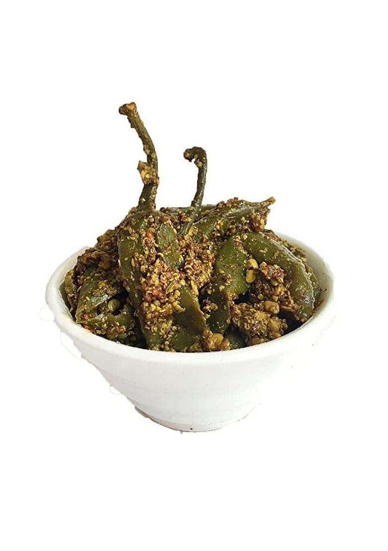 Kvd Collection Pure Green Chilli Pickle Home Made Achaar 250G |It Bring Life To Your Food | No Artificial Colours Flavours And Preservatives Zip Lock Packed