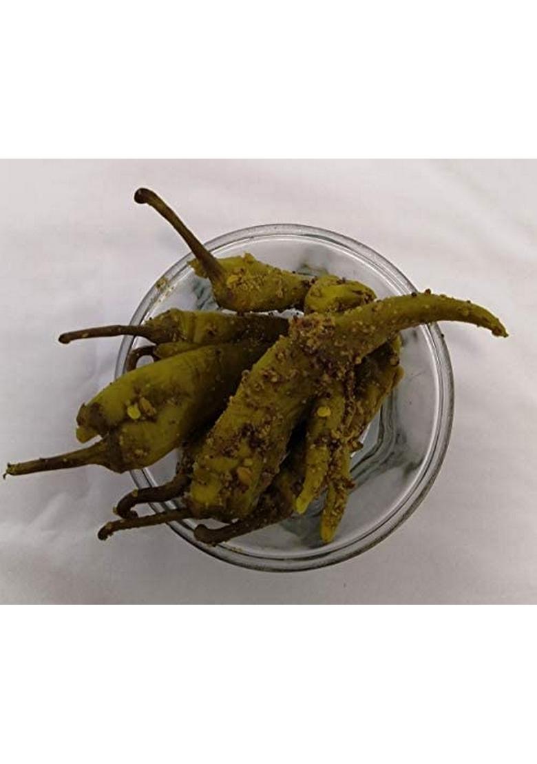 Kvd Collection Pure Green Chilli Pickle Home Made Achaar 250G |It Bring Life To Your Food | No Artificial Colours Flavours And Preservatives Zip Lock Packed