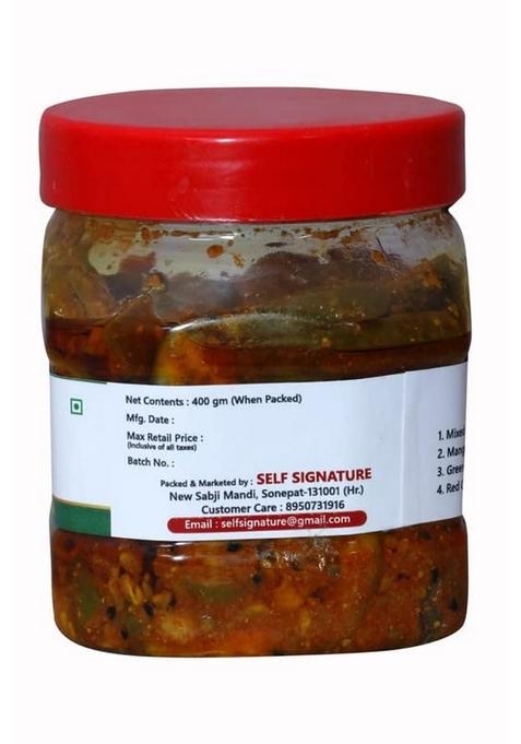 Self Signature Organic Home Made Hand Mother Herbal Spicy Punjabi Mango Pickle Real Taste Of Pickles Masaledar Aam Ka Achaar 400 Gm