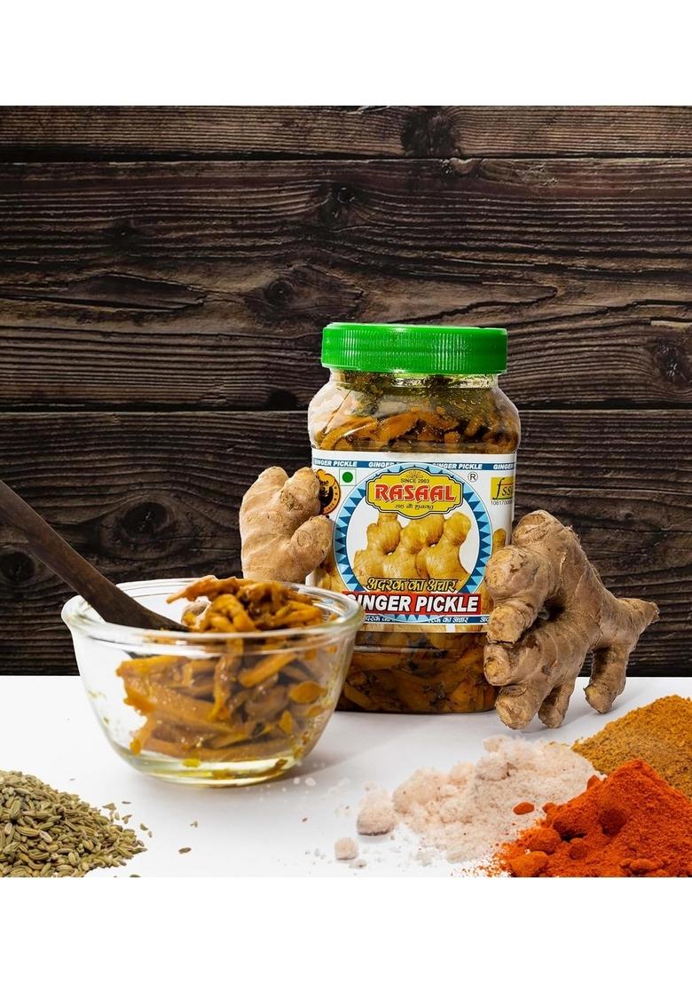 Rasaal Ginger Pickle In Mustard Oil | Homemade Adrak Ka Achar Natural Authentic Handmade Pickles Deliciously Tangy Gingers Perfect For Adding A Zesty Kick To Your Meals 430 Gram