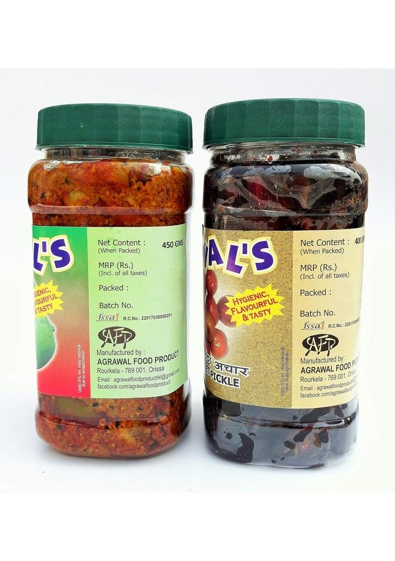 Agrawal'S Mango Pickle 450 Gms Plum Sweet 400 Combo