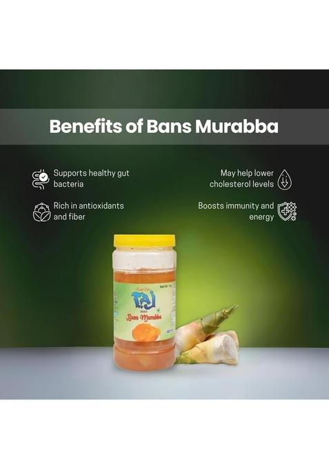 Kanshi Sohan Taj Brand Bans Murabba 1Kg | Naturally Preserved Bamboo Shoot Traditional Indian Sweet Treat In Pet Jar