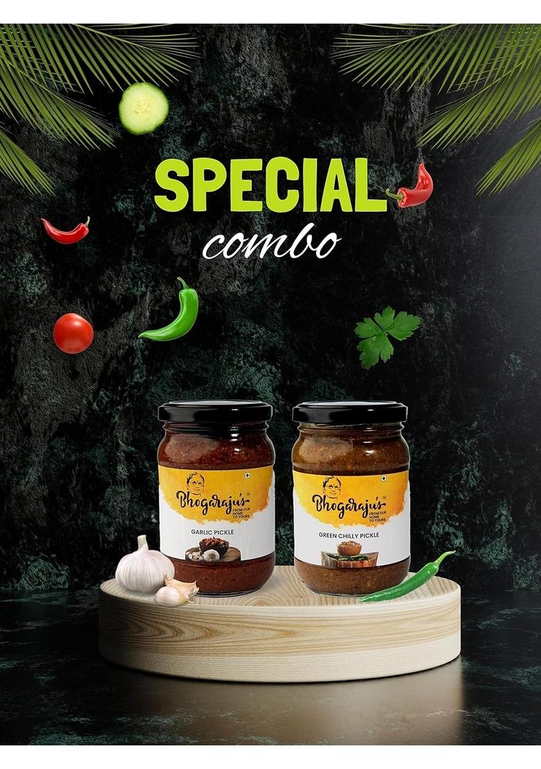Bhogarajus Lehsun Ka Achar Truly Garlic Pickle Homemade Traditional Indian Taste Ready To Eat Chilli 300 Grams Each Pack Of 2