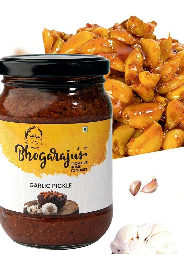 Bhogarajus Lehsun Ka Achar Truly Garlic Pickle Homemade Traditional Indian Taste Ready To Eat Chilli 300 Grams Each Pack Of 2