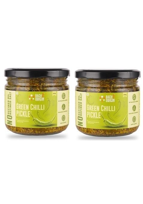 Back2Origin Green Chilli Pickle Hari Mirchi Ka Achar Pure And Natural Homemade Aachar Pack Of 2 250Gm Each