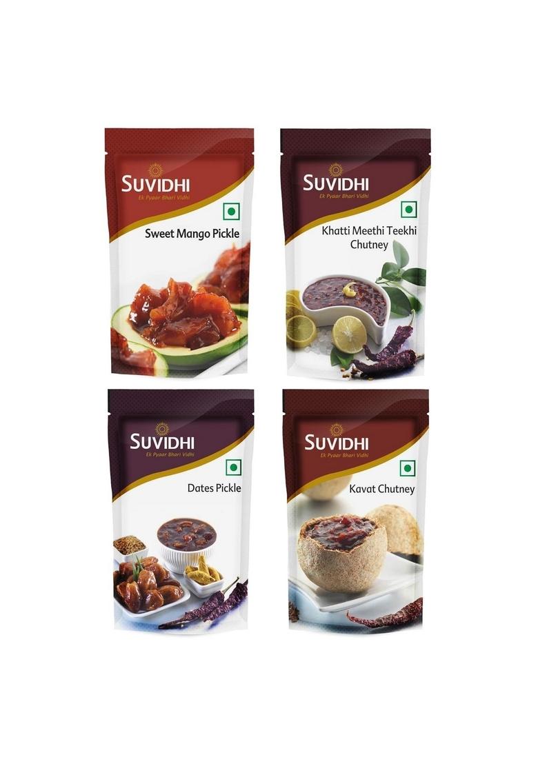 Suvidhi Sweet Mango Pickle 3 Dates Khatti Meethi Tikhi Chutney Kavat 100Gm Each Pack Of 12 In All 1 2Kg