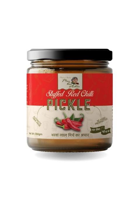 Maa Kaa Achar Home Made Stuffed Red Chilli Pickle Bharwa Lal Mirchi 350 Gm | Natural Preservative Free