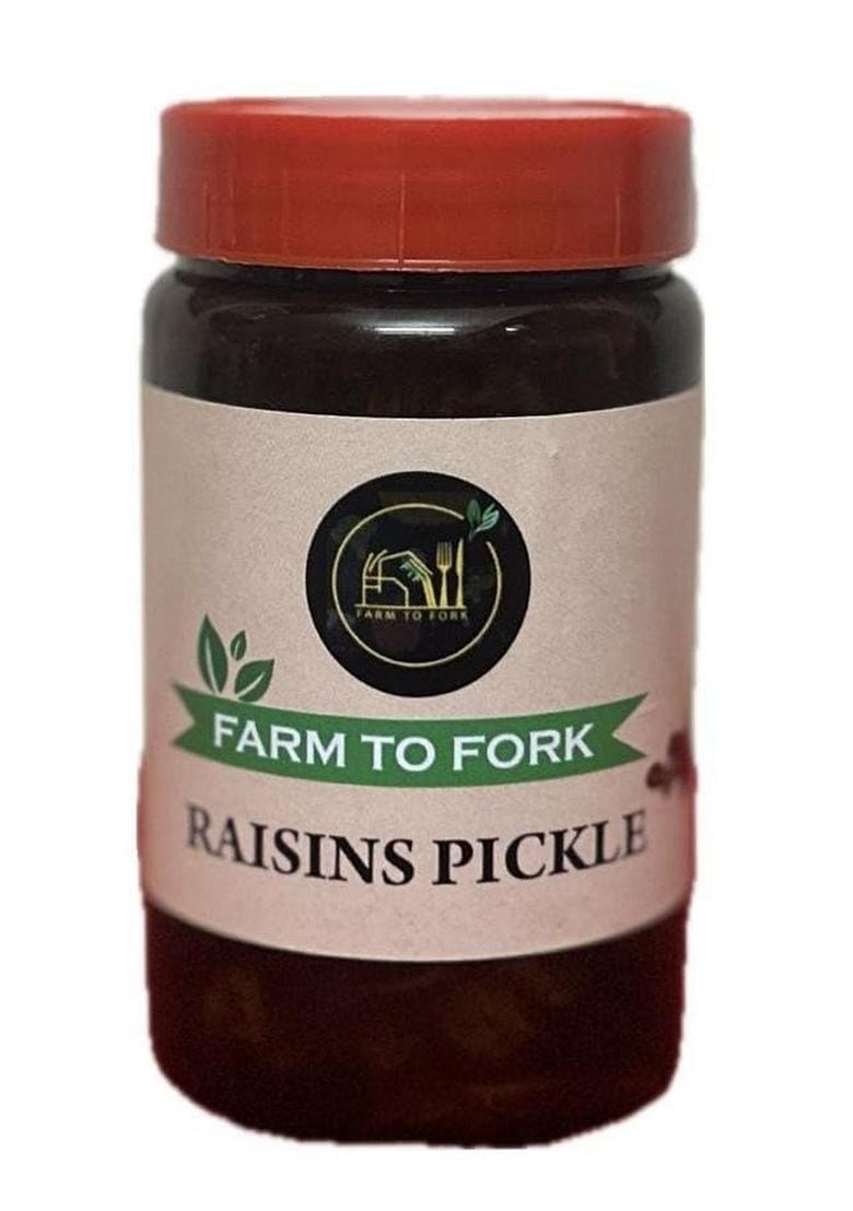 Farm To Fork | Homemade Raisins Pickle Authentic South Indian Style No Added Preservatives Washed Dried Roasted Premium Ready Eat 250G