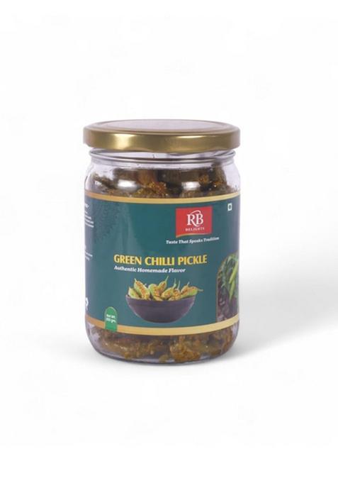Rb Delights Green Chilli Pickle | Authentic Homemade Indian Spicy Tangy Flavor No Added Preservatives 250 Gm