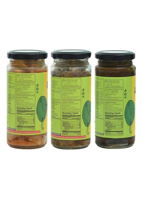 The Achaari Homemade Mango Pickle Pack Of 3 Khatti Red Chilli Black Pepper Nouncha