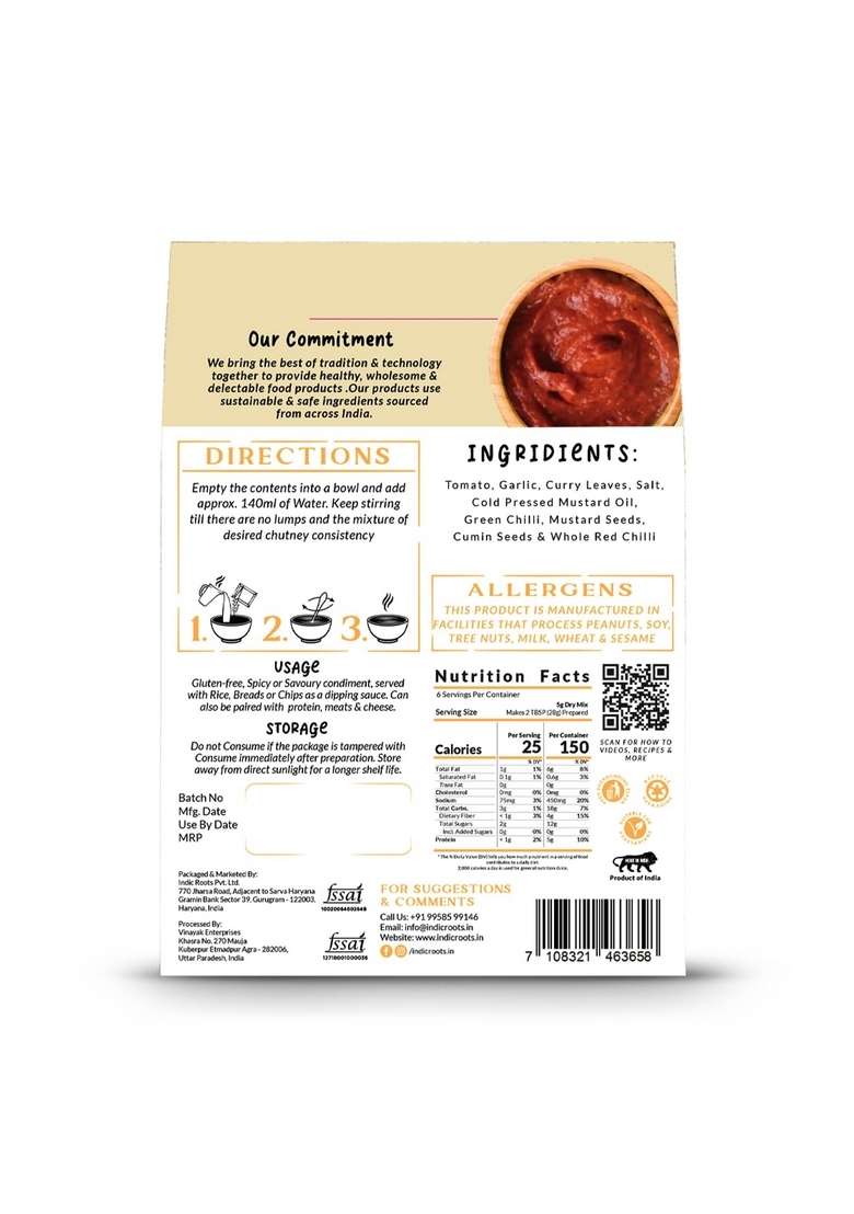 Organic Roots Roasted Tomato Chutney Traditional Flavors Pantry 30G 170G Each No Msg Pack Of 4 - Indya
