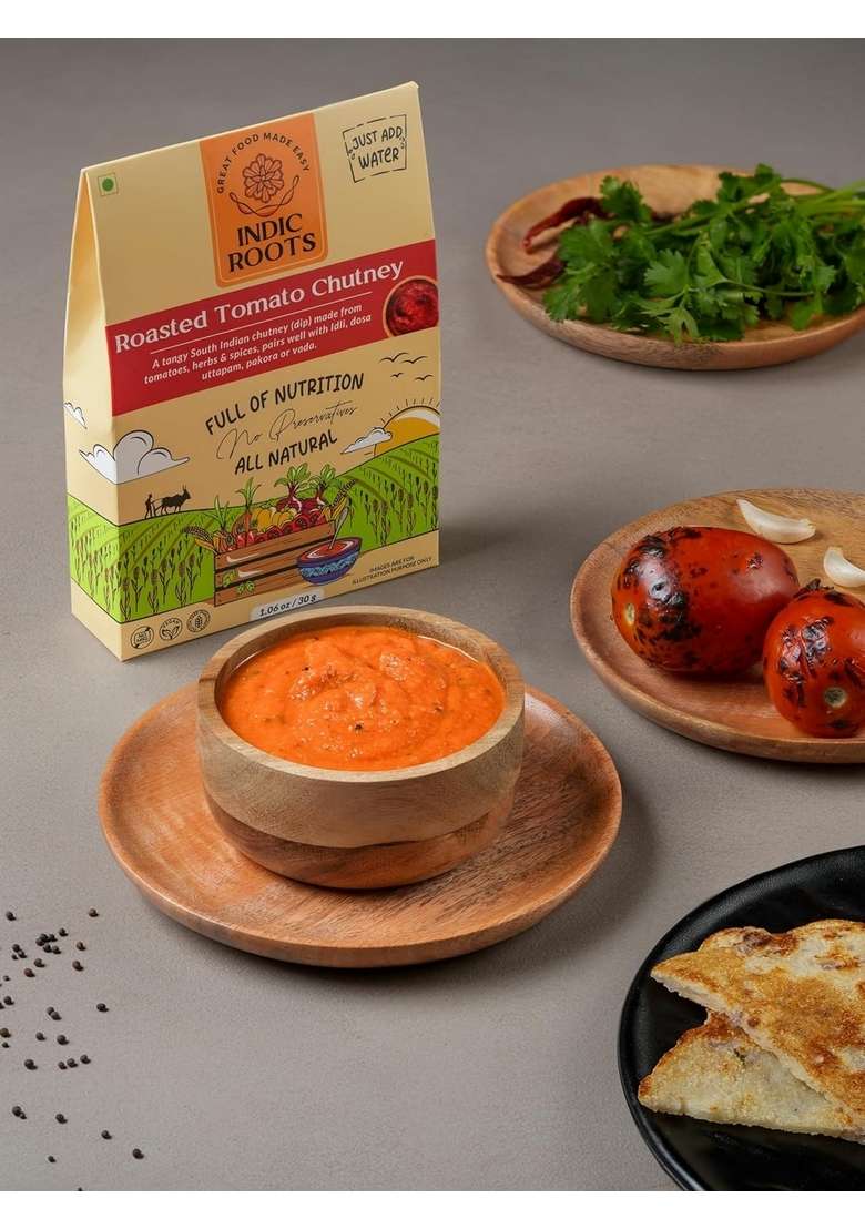 Organic Roots Roasted Tomato Chutney Traditional Flavors Pantry 30G 170G Each No Msg Pack Of 4 - Indya