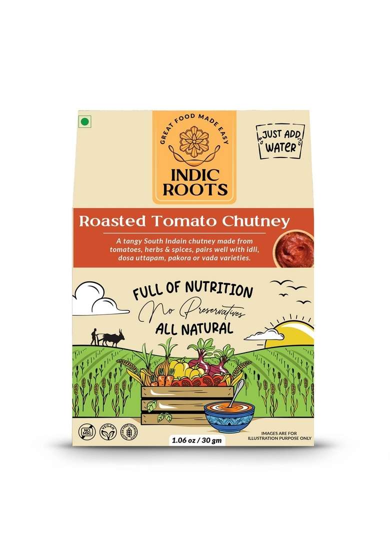 Organic Roots Roasted Tomato Chutney Traditional Flavors Pantry 30G 170G Each No Msg Pack Of 4 - Indya