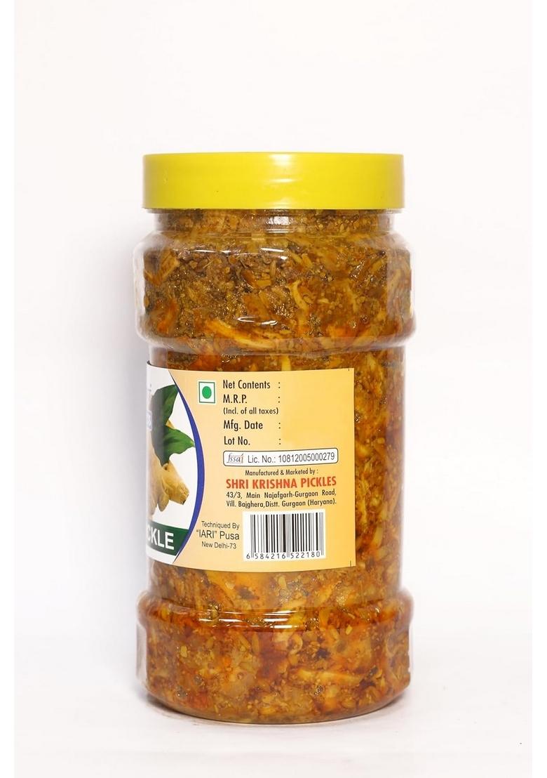 Shri Krishna Pickles Ginger Pickle Homemade In Fresh Mustard Oil Adrak Ka Achar No Preservatives Plastic Jar 400Gm