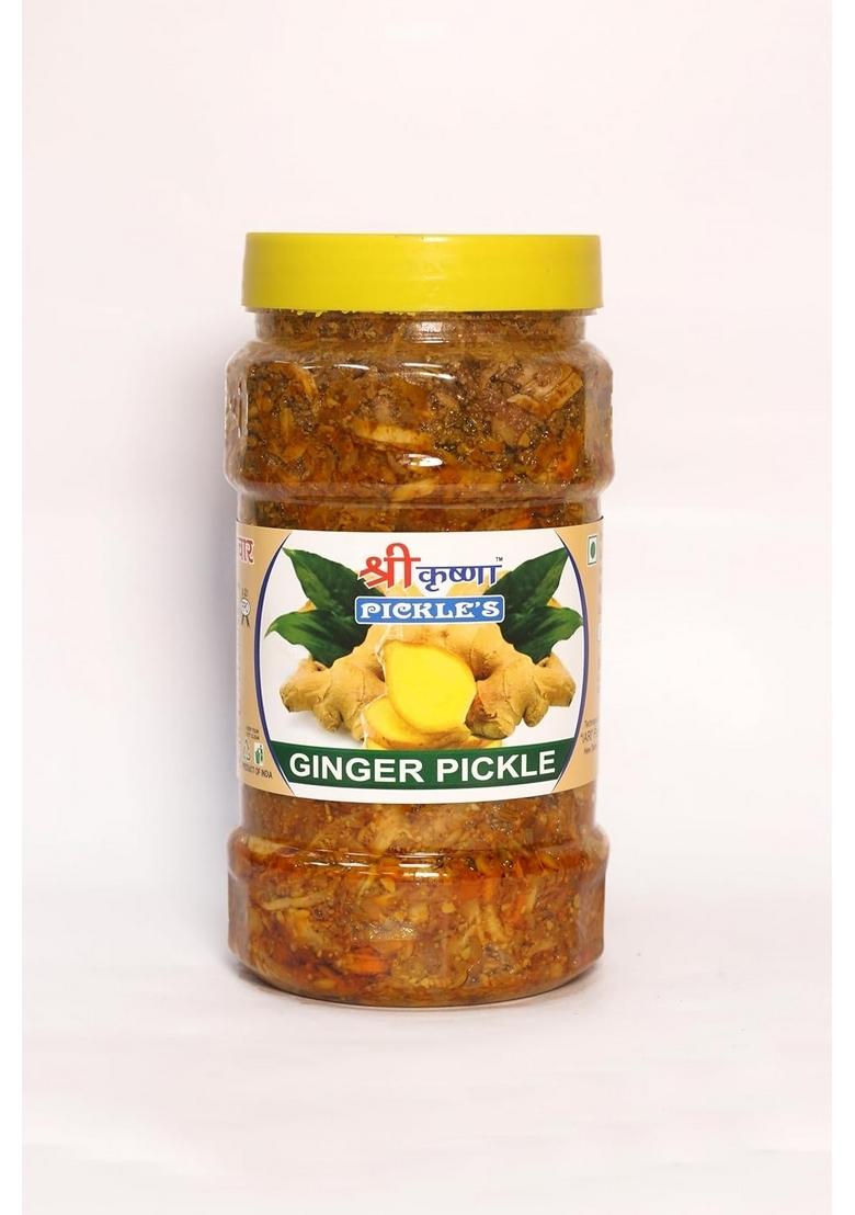 Shri Krishna Pickles Ginger Pickle Homemade In Fresh Mustard Oil Adrak Ka Achar No Preservatives Plastic Jar 400Gm