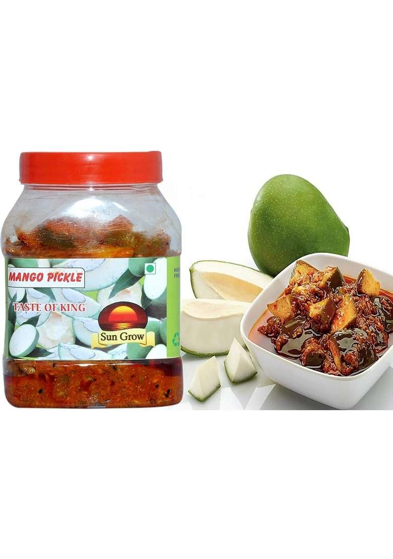 Sun Grow Home Hand Made Herbal Masala Organic Rajasthani Peeled Mango Pickle With Heeng Without Seed 1 Kg - Indya