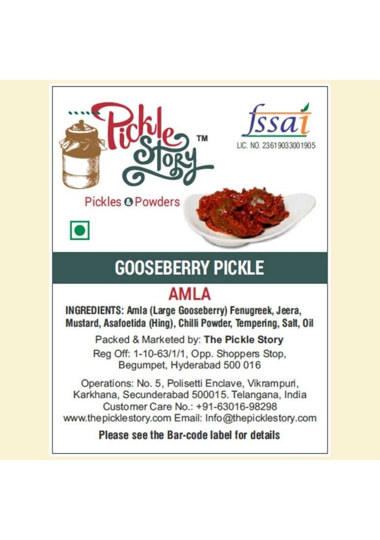 The Pickle Story Amla Gooseberry Authentic Homemade Green Pieces Tasty Salty Tangy And Spicy Amle Ka Achar Andhra Pickles Traditional South Indian Taste 500Gm Pouch