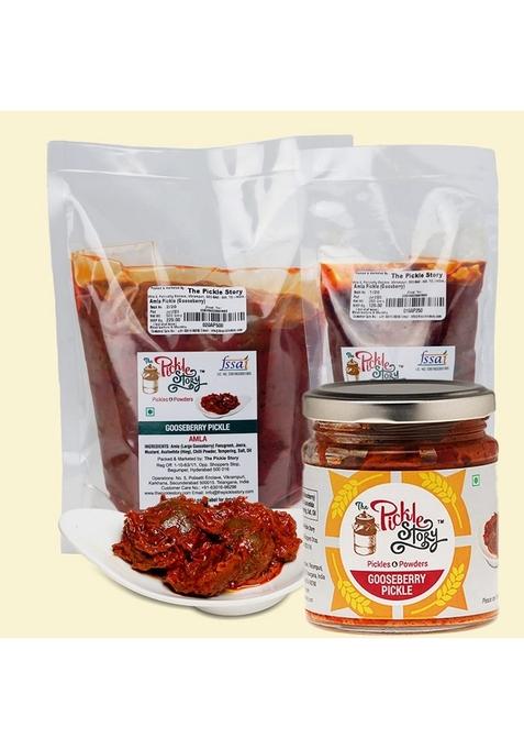 The Pickle Story Amla Gooseberry Authentic Homemade Green Pieces Tasty Salty Tangy And Spicy Amle Ka Achar Andhra Pickles Traditional South Indian Taste 500Gm Pouch